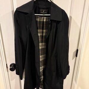 London Fog Classic Black Coat with Plaid Lining